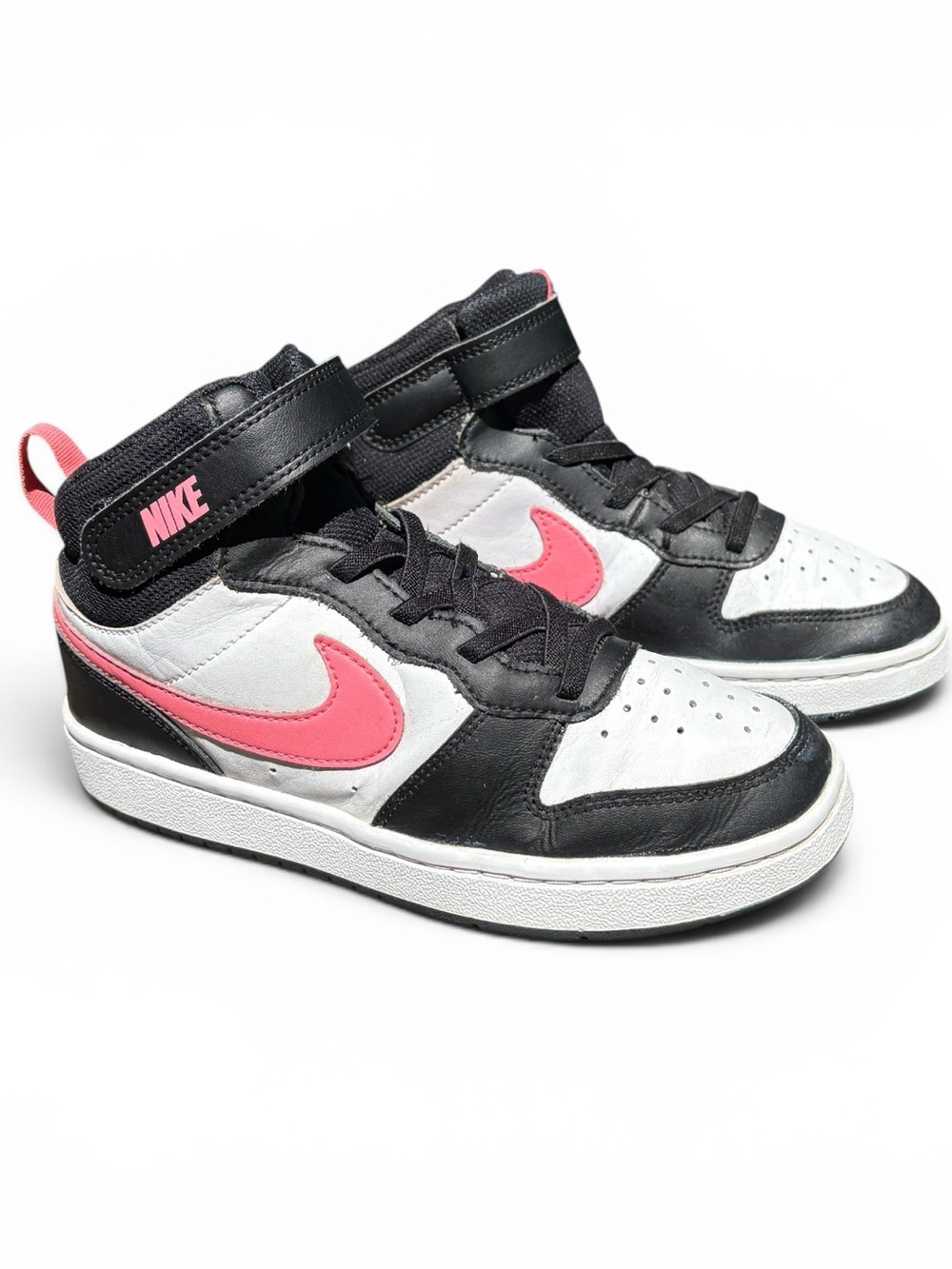 Nike Kids Mid-Top Sneakers in Black, White & Pink Accent